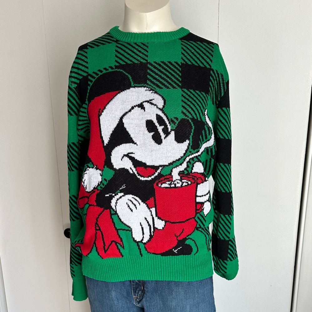 Disney - Santa - Hot Chocolate-Green and Black Mickey Mouse Sweater